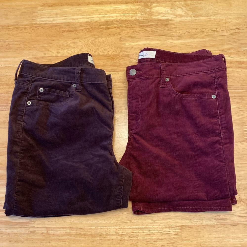 TWO pairs of GAP baby boot corduroys, size 12